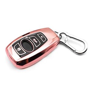 infipar fit for 2021 2020 subaru ascent brz crosstrek forester impreza legacy outback wrx sti tpu key fob remote cover case shell glove pouch holder protector keyless entry sleeve accessory, pink