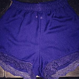Andongnywell Shorts for Women Solid Ruffle Hem Drawstring Pajamas Mini Pants Solid Color Short Trousers (Blue 1,Medium)