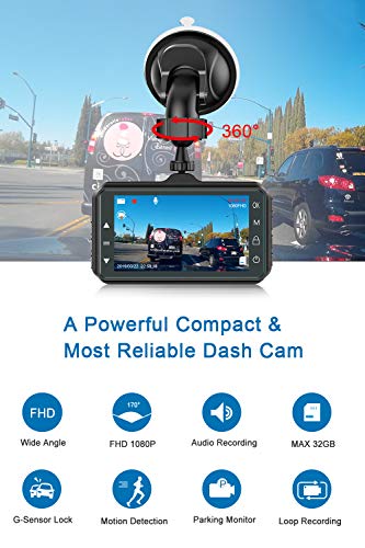Dash Cam for Cars 1080P FHD 2022 Car Dash Camera for Cars CHORTAU 3 inch Dashcam with Night Vision,170°Wide Angle, Parking Monitor, Loop Recording, G-Sensor