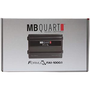 MB Quart FA1-1000.1 Mono Channel Car Audio Amplifier (Black) - Class SQ Amp, 1000-Watt, 1 Ohm Stable, Variable Electronic Crossover, LED System Protection, Heavy Duty Connections, Bass Remote Included