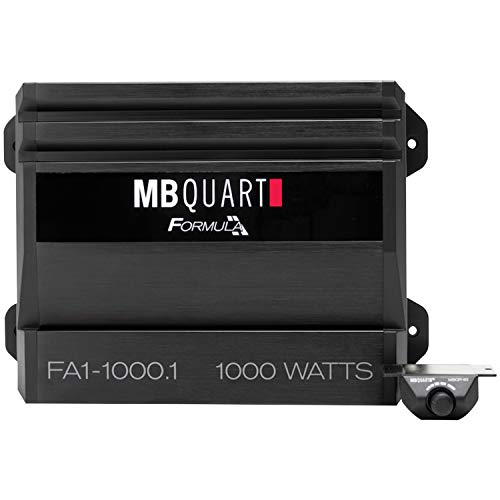 MB Quart FA1-1000.1 Mono Channel Car Audio Amplifier (Black) - Class SQ Amp, 1000-Watt, 1 Ohm Stable, Variable Electronic Crossover, LED System Protection, Heavy Duty Connections, Bass Remote Included