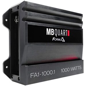 MB Quart FA1-1000.1 Mono Channel Car Audio Amplifier (Black) - Class SQ Amp, 1000-Watt, 1 Ohm Stable, Variable Electronic Crossover, LED System Protection, Heavy Duty Connections, Bass Remote Included