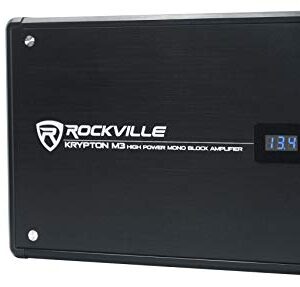 Rockville Krypton-M3 4000w Max/1000w RMS Mono 1 Ohm Car Amplifier Amp+Remote