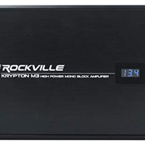 Rockville Krypton-M3 4000w Max/1000w RMS Mono 1 Ohm Car Amplifier Amp+Remote