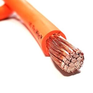 Battery Cable Pure Copper Orange Flex Whip Power Wire 1/0 or 2/0 Gauge AWG (2/0 Flex Whip(450A) 50 FT)