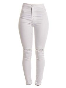 andongnywell women’s casual high waist ripped skinny jeans slim distressed denim pants with pockets trousers (white 1,xx-large)
