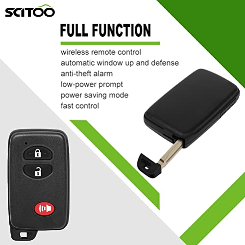 SCITOO 1pc Keyless Entry Remote Key Fob Replacement for Uncut Car Key for Toyota 4Runner 2010-2019 for Scion tC 2011-2016 Prius 2010-2016 Venza 2009-2016 FCC HYQ14ACX 314.3MHz 3 Buttons