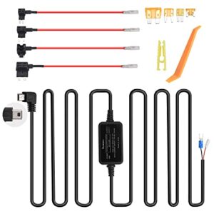dashcam hardwiring kit mini usb hard wire kit compatible with vantrue n2 pro, n2, t2, n1 pro, x4, m2，s1 car dash camera charger cable power cord power supply, 4 fuse tap cable and installation tool