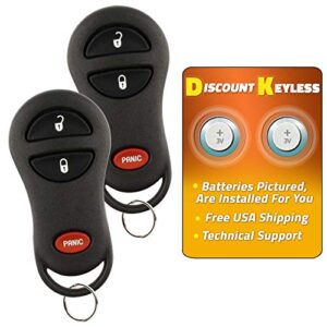 discount keyless replacement key fob car entry remote for dodge ram durango dakota 56045497, gq43vt9t (2 pack)