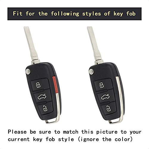 TANGSEN Flip Key Fob Case Compatible with AUDI A1 A3 A4 A5 A6 A8 Q3 Q5 Q7 R8 RS4 S3 S4 S5 S6 S8 TT 3 4 Button Keyless Entry Personalized Double Protective Cover ABS Plastic Carbon Fiber Black Silicone