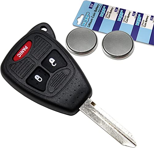 HQRP Key-Fob Remote Shell Case Cover Smart Key Keyless and Two Batteries Compatible with Dodge Ram 1500/2500/ 3500 2005 2006 2007 2008 05 06 07 08