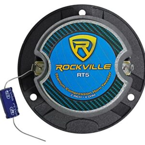 Pair Rockville RT5 2.8" Aluminum Car/Pro Tweeters w Titanium Diaphragm+Kapton VC, Silver