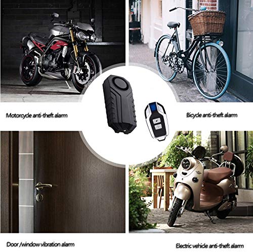 Upgraded Bike Alarm Waterproof with Remote, Vibration Motorcycle Bicycle/Door Burglar Alarm, Prevent Robbery and Door Prying, 113dB Loud, Adjustable Sensitivity, Scooter Accessories Vibration Sensors
