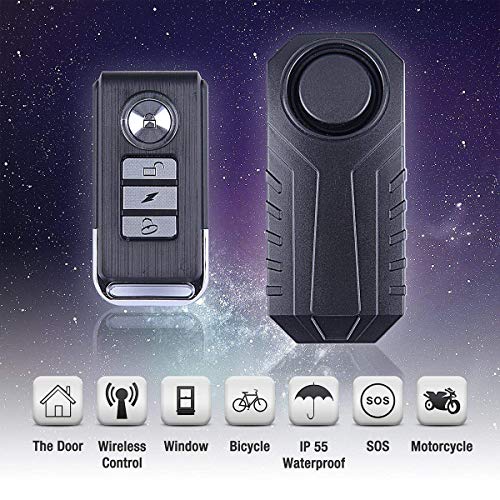 Upgraded Bike Alarm Waterproof with Remote, Vibration Motorcycle Bicycle/Door Burglar Alarm, Prevent Robbery and Door Prying, 113dB Loud, Adjustable Sensitivity, Scooter Accessories Vibration Sensors