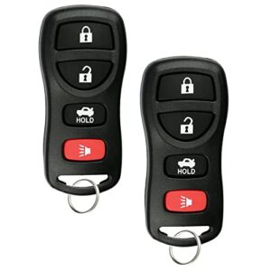 car key fob keyless entry remote compatible with nissan altima/armada/maxima/350z/quest/sentra/infiniti ex35/fx35/ fx45/ g35/i35/qx56 2002-2017 kbrastu15 4 button replacement key-2 packs