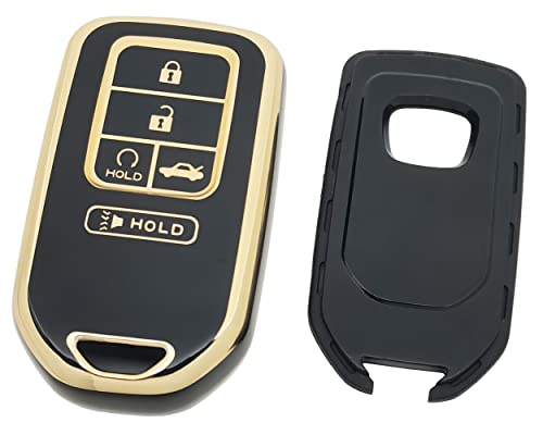 Horande SoftTPU Protector Key Fob Cover Case fit for Honda Accord Civic CR-V CRV Pilot EX EX-L Touring Premium 2019 Insight Keyless Entry Key Fob (Black)