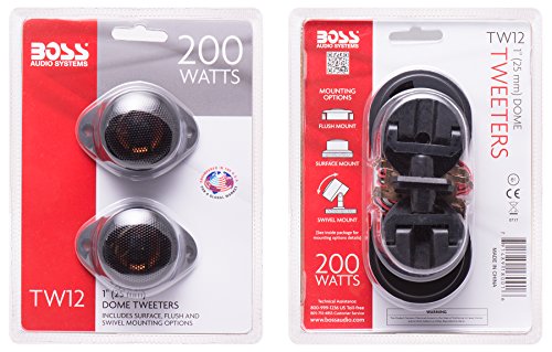 BOSS Audio Systems TW12 Car Door Tweeters - 200 Watts Max, 1 Inch Polyimide Dome, Use with Speakers and Stereo, Sold in Pairs