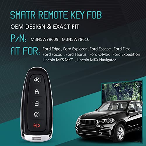 Compatible with Ford Explorer Escape Key Fob Replacement for Ford Flex Edge Focus Taurus Lincoln MKS MKT MKX Key Fob Shell Case Cover Keyless Entry Remote (Empty Shell) P/N: M3N5WY8609