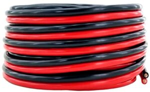gs power 12 awg (american wire gauge) flexible ofc zip cord speaker cable for car stereo amplifier remote automotive trailer harness hookup wiring | 25 ft red & 25′ black bonded – pure copper