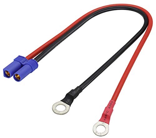 AAOTOKK EC5 to O Ring Terminal Cable,EC5 Female to O Ring Eyelet Terminal Plug Connector Cable 10AWG RC ESC Charger Side Power(40cm/15inch)