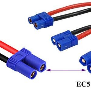 AAOTOKK EC5 to O Ring Terminal Cable,EC5 Female to O Ring Eyelet Terminal Plug Connector Cable 10AWG RC ESC Charger Side Power(40cm/15inch)