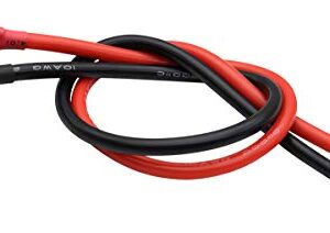 AAOTOKK EC5 to O Ring Terminal Cable,EC5 Female to O Ring Eyelet Terminal Plug Connector Cable 10AWG RC ESC Charger Side Power(40cm/15inch)