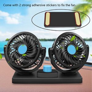 Car Cooling Fan, YYoomi Cigarette Lighter Electric 12V Car Fans with 360° Rotatable Dual Head, Automobile Vehicle Fan for Car Truck, SUV, RV, Boat, Powerful & Quiet