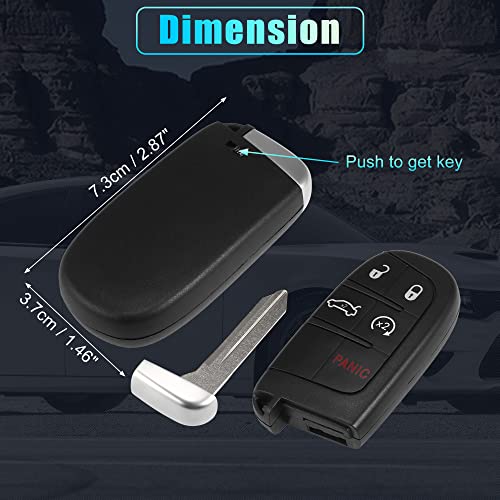 X AUTOHAUX M3N40821302 433MHz 46 Chip Replacement Keyless Entry Remote Car Key Fob for Chrysler 300 for Dodge Charger Challenger Dart Limited 5 Buttons with Door Key