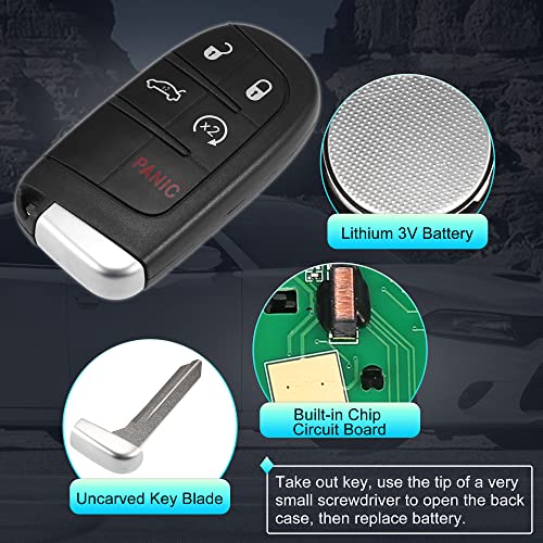 X AUTOHAUX M3N40821302 433MHz 46 Chip Replacement Keyless Entry Remote Car Key Fob for Chrysler 300 for Dodge Charger Challenger Dart Limited 5 Buttons with Door Key