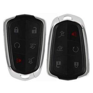 scitoo keyless entry remote key fob shell case replacement for 6 buttons uncut car key for cadillac cts for cadillac xts 2014-2019 for cadillac ats 2015-2019 2pcs fcc hyq2ab hyq2ab