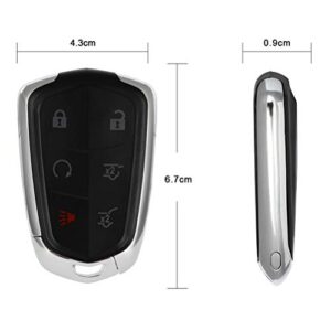 SCITOO Keyless Entry Remote Key Fob SHELL CASE Replacement for 6 Buttons Uncut Car Key for Cadillac CTS for Cadillac XTS 2014-2019 for Cadillac ATS 2015-2019 2pcs FCC HYQ2AB HYQ2AB