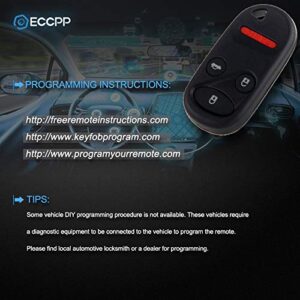 ECCPP KOBUTAH2T Replacement Keyless Entry Remote Key Fob for Honda for Accord keyless for Acura TL key fob KOBUTAH2T 72147S84A01 72147S0KA02 (Pack of 1)