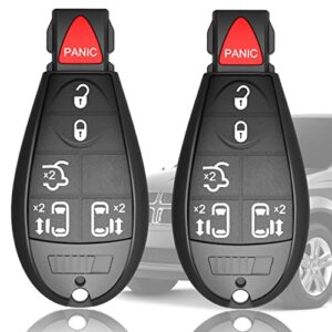 6 buttons remote fob unct ignition key fits 08-2016 chrysler town and country, 08-2019 dodge grand caravan, fccid: m3n5wy783x 433mhz, pack of 2