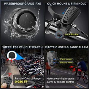 PADONOW Wireless Remote Bike Alarm 2 Pack: 115 dB Loud Bicycle Vibration Motion Sensor Anti Theft Alarm Motorcycle Security System Alarm Waterproof USB-C Rechargeable Multipurpose Vehicle Alert Device