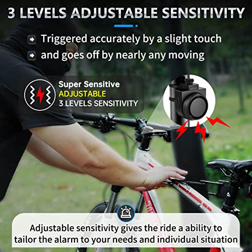 PADONOW Wireless Remote Bike Alarm 2 Pack: 115 dB Loud Bicycle Vibration Motion Sensor Anti Theft Alarm Motorcycle Security System Alarm Waterproof USB-C Rechargeable Multipurpose Vehicle Alert Device