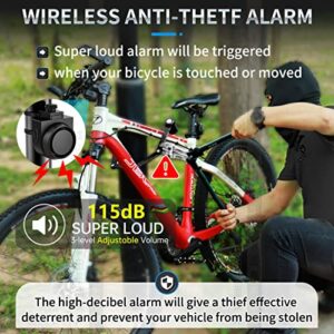 PADONOW Wireless Remote Bike Alarm 2 Pack: 115 dB Loud Bicycle Vibration Motion Sensor Anti Theft Alarm Motorcycle Security System Alarm Waterproof USB-C Rechargeable Multipurpose Vehicle Alert Device