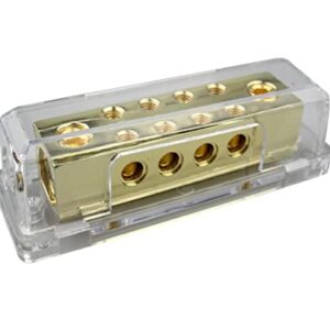 0/2 Gauge to 8 X 8 Gauge Power/Ground Distribution Block Gold Plated PD-15G