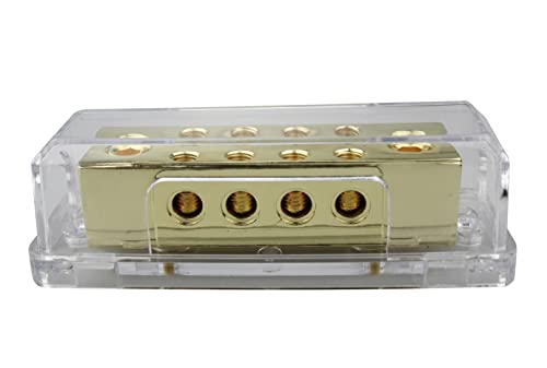 0/2 Gauge to 8 X 8 Gauge Power/Ground Distribution Block Gold Plated PD-15G