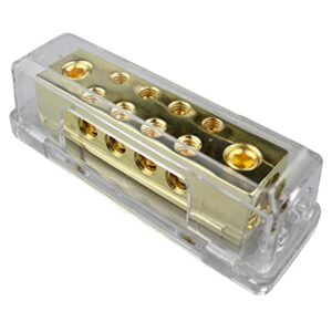 0/2 Gauge to 8 X 8 Gauge Power/Ground Distribution Block Gold Plated PD-15G