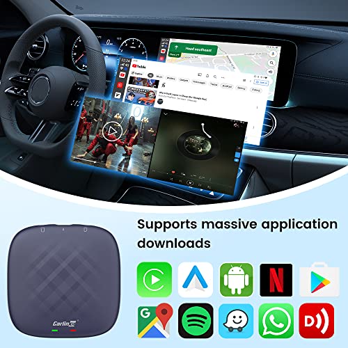 2023 Carlinkit Ai Box Max Android 12, 3 -in -1 for OEM Cable Upgrade CarPlay Android Auto Wireless, 8 core 8+128GB, Built -in GPS Video Music Supports Google Play