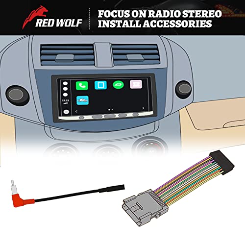 RED WOLF Replacement for 2000-2012 Buick Chevrolet Silverado GMC Tahoe, Suburban Stereo Antenna Adapter W/Radio Wiring Harness Connector Plug