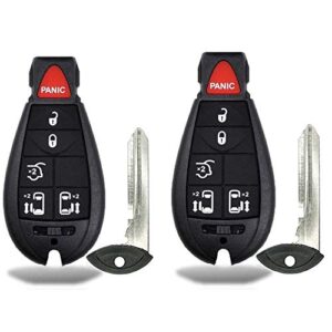2 new keyless entry 6 buttons remote start car key fob m3n5wy783x, iyz-c01c for town country dodge grand caravan volkswagen routan