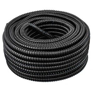 flexible corrugated pvc split tubing and convoluted wire loom (3″ dia x 25′, black)