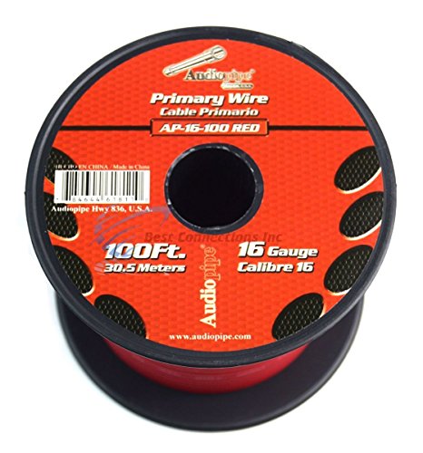 Best Connections Audiopipe Copper Clad Stranded Car Audio Primary Remote Wire (16 Gauge 100', Red)