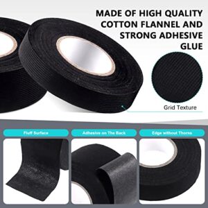 Cimeton 5 Rolls Wire Loom Harness Tape, 9/19/25/32/50mm x 15m Wiring Harness Cloth Tape Black Adhesive Fabric Tape for Automobile Electrical Wire Harnessing Noise Damping Heat Proof