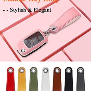 SANRILY Flip Key Fob Cover for Volkswagen Jetta Passat Golf Beetle GTI Polo for Touran Keyless Remote Key Case ABS Plastic Leather Key Protective Shell with Keychain Pink