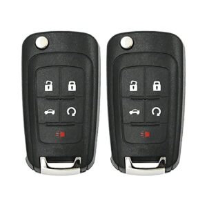 cauormote keyless entry remote flip car key fob for chevy cruze camaro equinox impala malibu sonic (oht01060512), set of 2