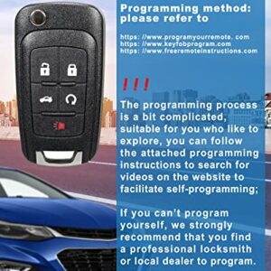 CAUORMOTE Keyless Entry Remote Flip Car Key Fob for Chevy Cruze Camaro Equinox Impala Malibu Sonic (OHT01060512), Set of 2