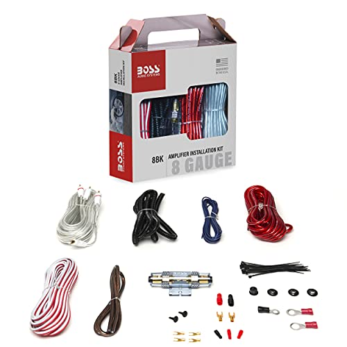 BOSS Audio Systems 8BK 8 Gauge Amplifier Installation Wiring Kit - A Car Amplifier Wiring Kit Helps You Make Connections and Brings Power to Your Radio, Subwoofers and Speakers