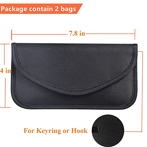 Faraday Bag(2 Pack),RFID Signal Blocking Bag Shielding Pouch Wallet Case for Cell Phone Privacy Protection and Car Key FOB, Anti-Tracking Anti-Spying（Black）